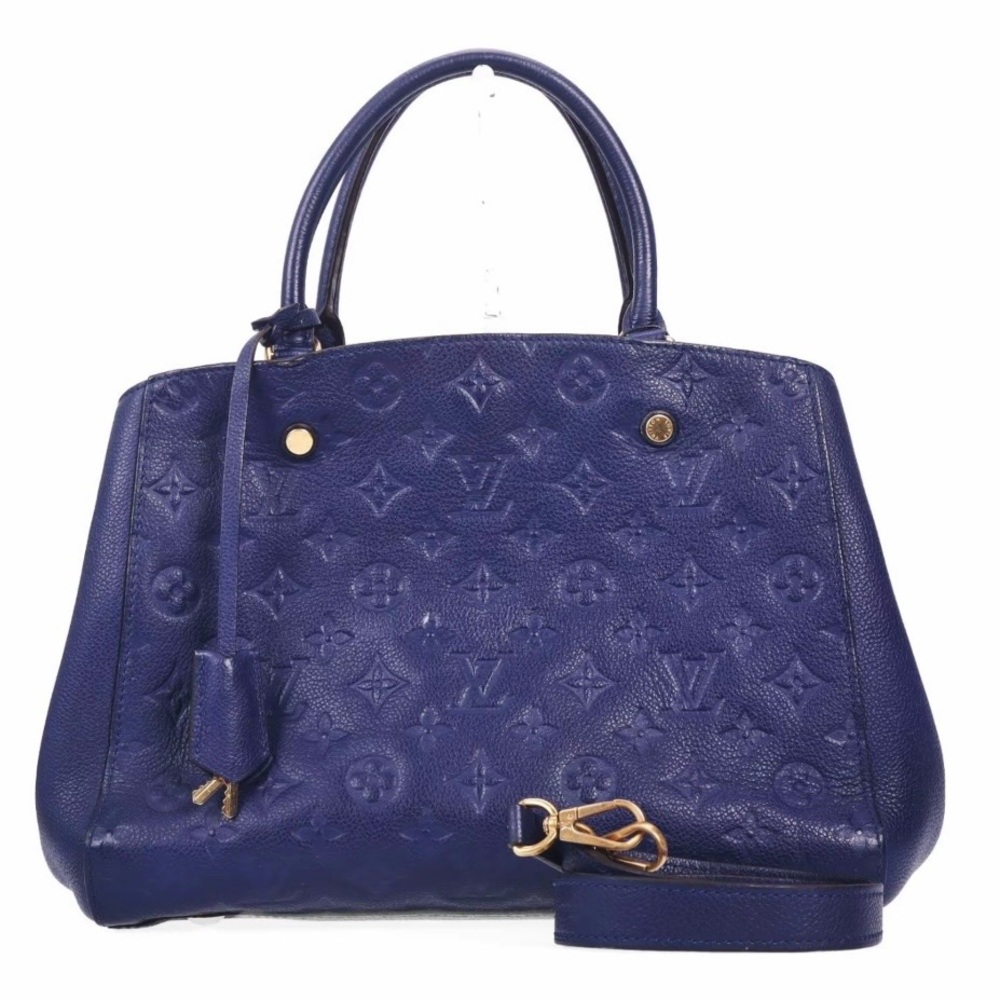 Louis Vuitton Navy Embossed Satchel, Authentic.